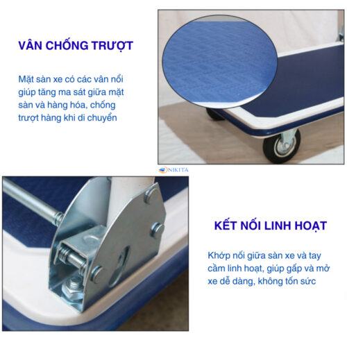 Xe đẩy hàng sàn thép - tải trọng cao - 150 đến 300kg - Ảnh 8